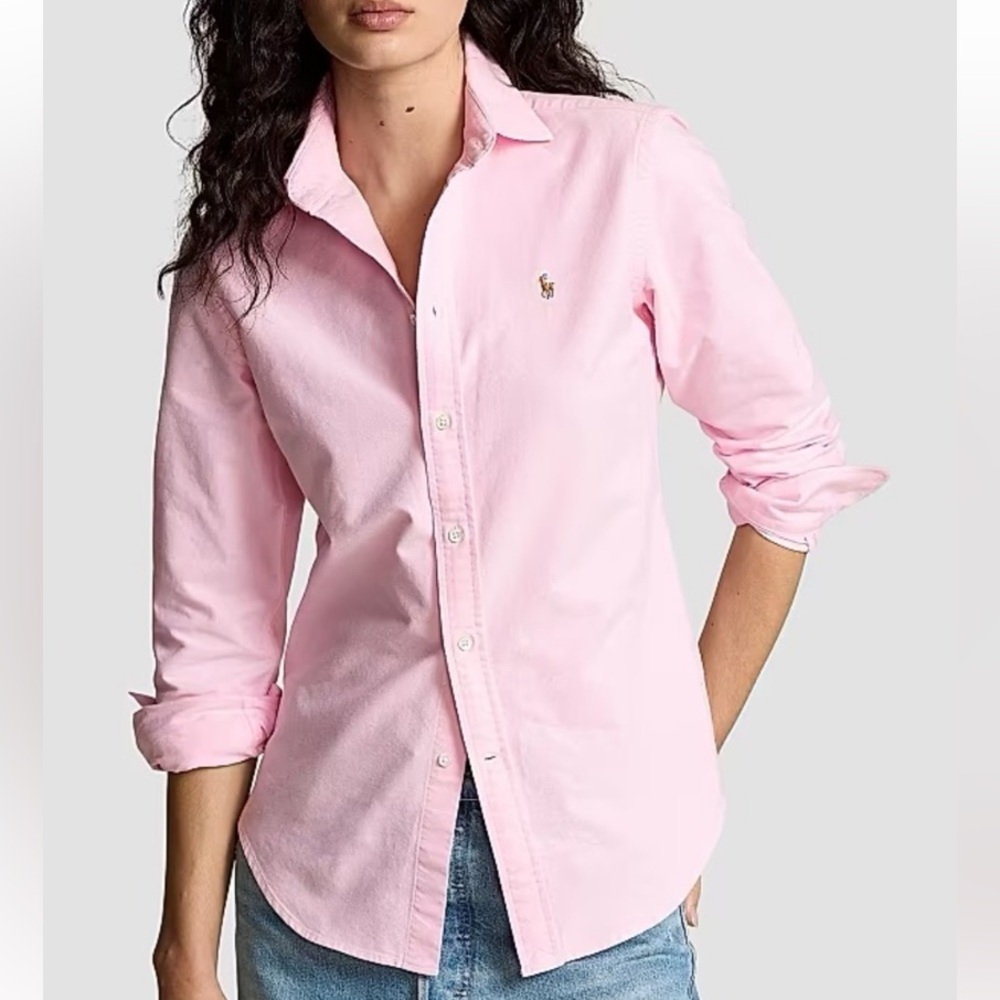 NEW Ralph Lauren Custom Fit Oxford Button Down Cotton Shirt New Rose Pink MED